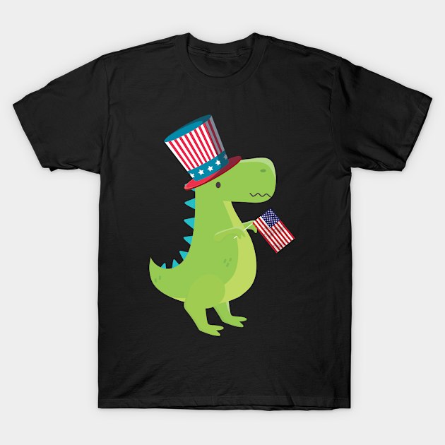 4th of July USA T-rex T-Shirt by othmane4